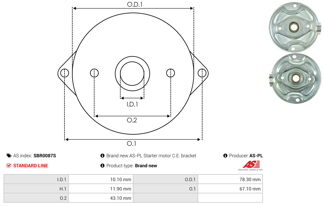 AS-PL Starterdeckel, Vergaser sbr0087s für Ford Fiat Peugeot TOYOTA VW