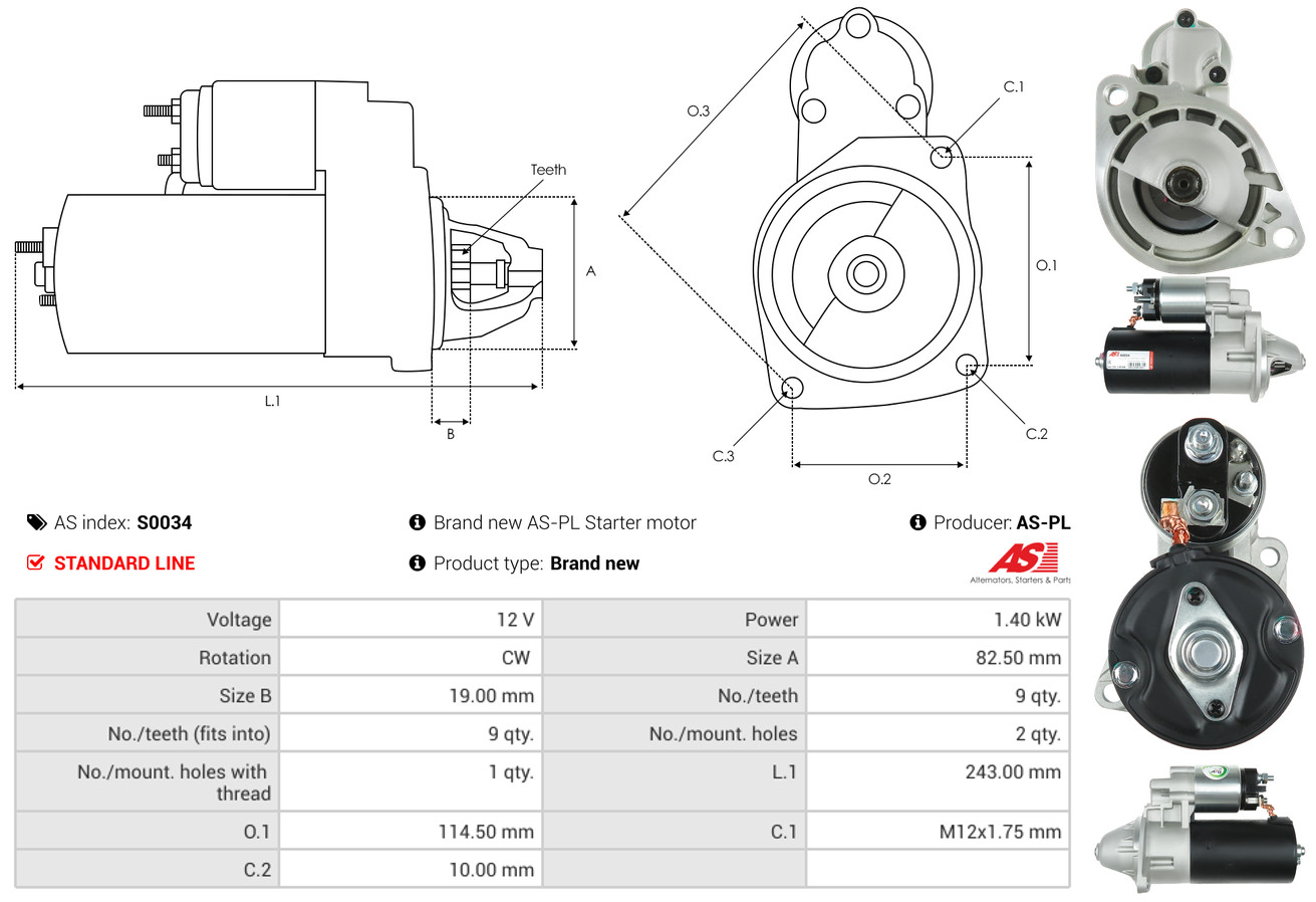 As-Pl Starter S0034 Für Saab