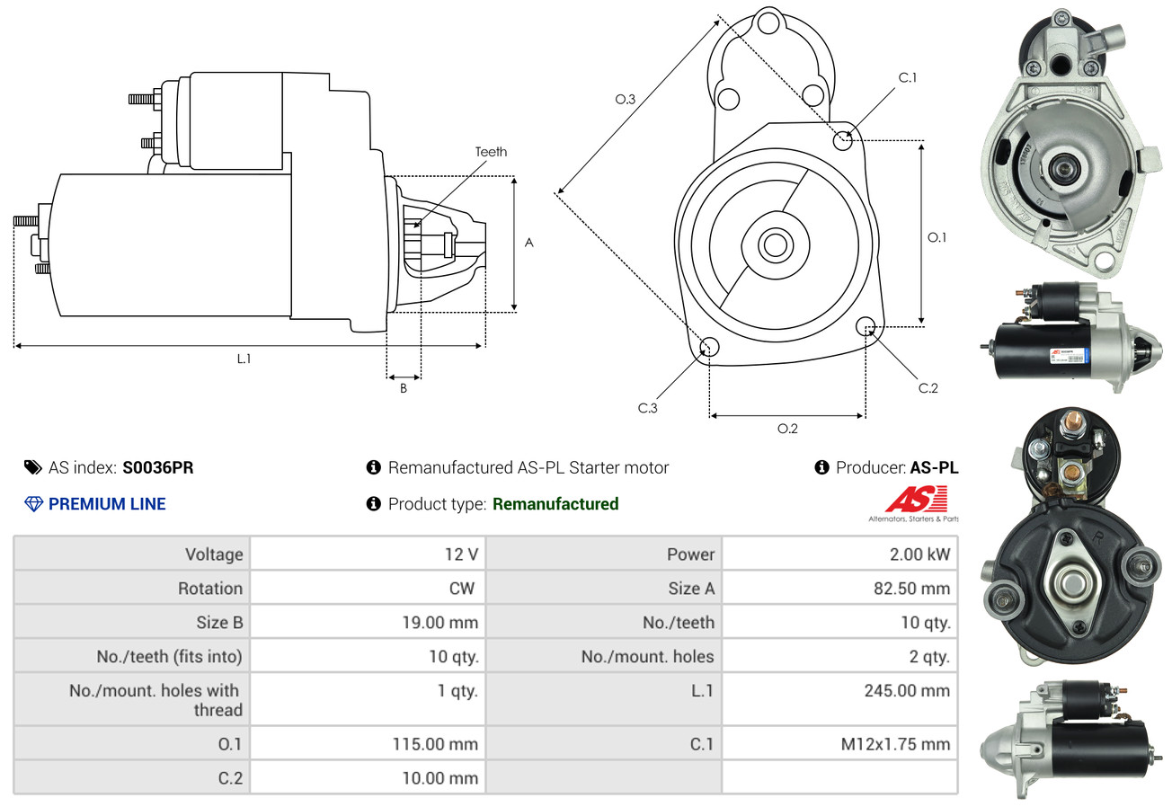 As-Pl Starter S0036pr Für Opel Saab Daf