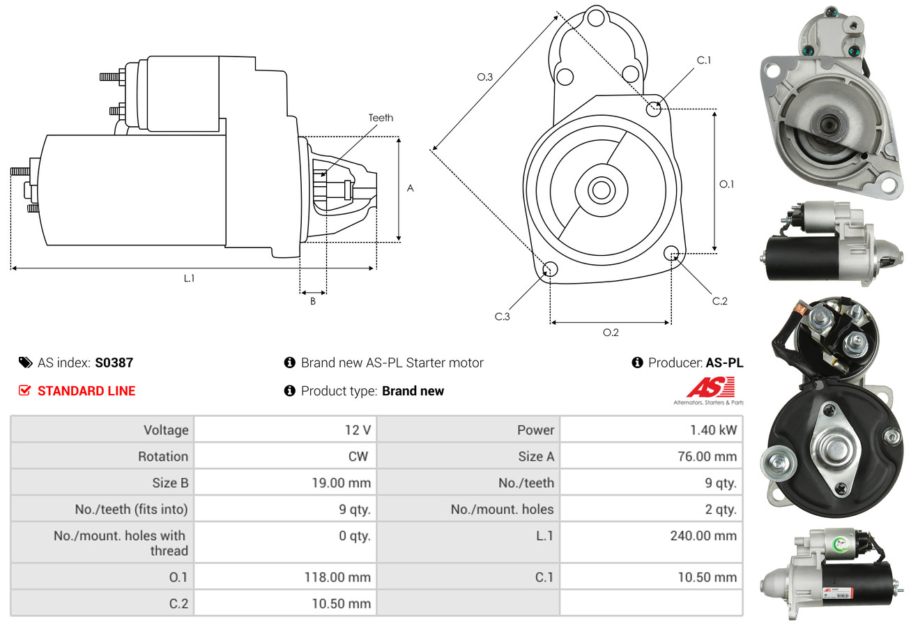 As-Pl Starter S0387 Für Opel Saab