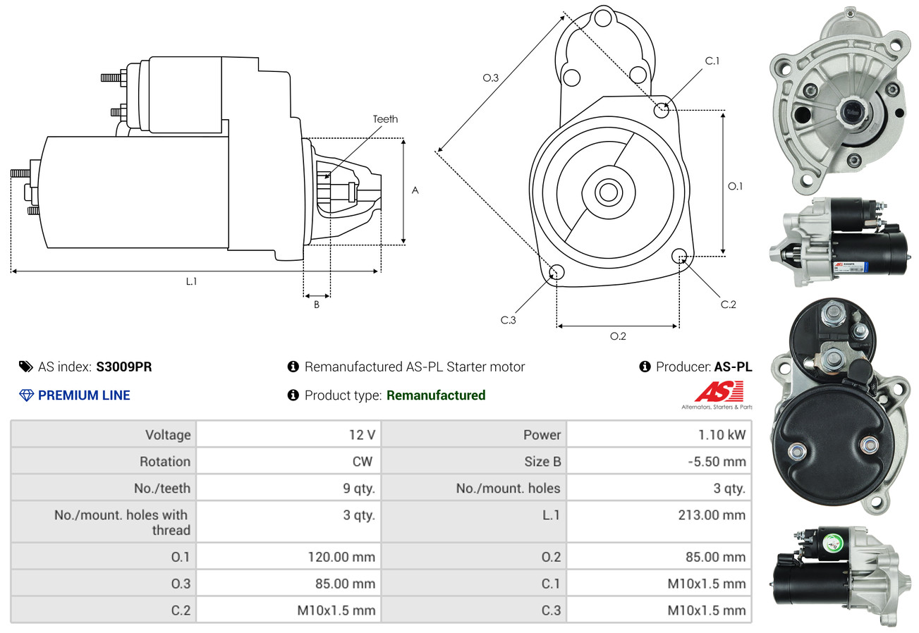 As-Pl Starter S3009pr Für Peugeot Fiat Daf