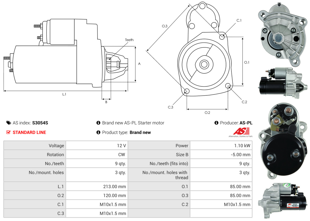 As-Pl Starter S3054s Für Peugeot