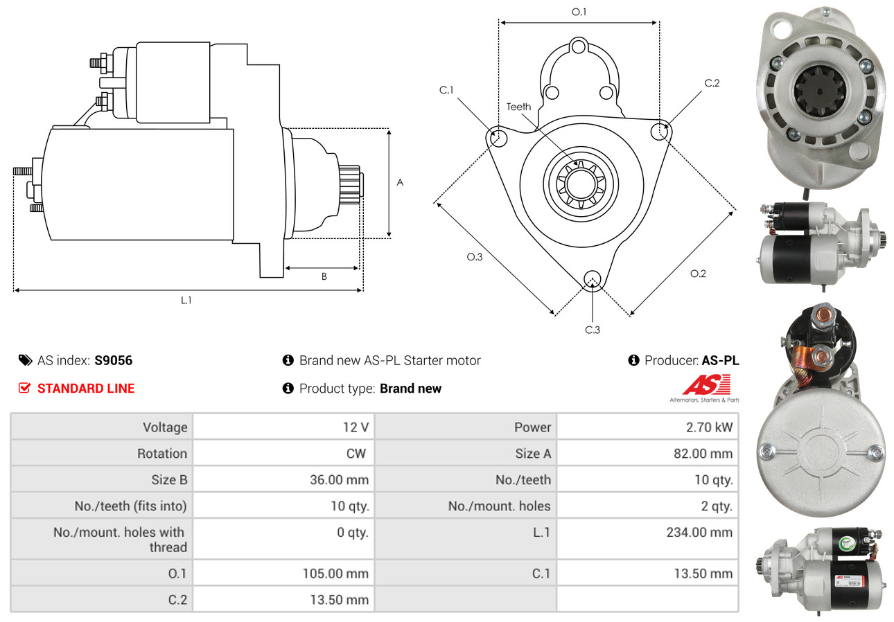 AS-PL Starter Universal 12V  S9056