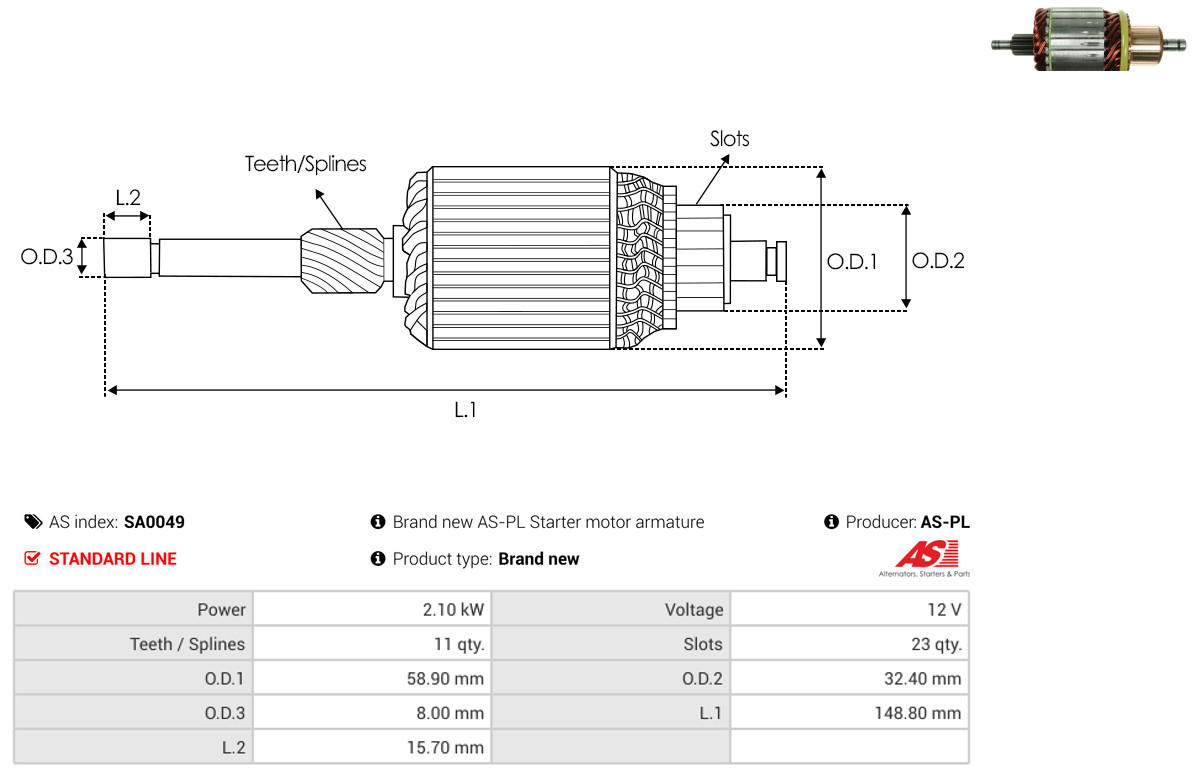 As-Pl Anker, Starter Sa0049 Für Toyota