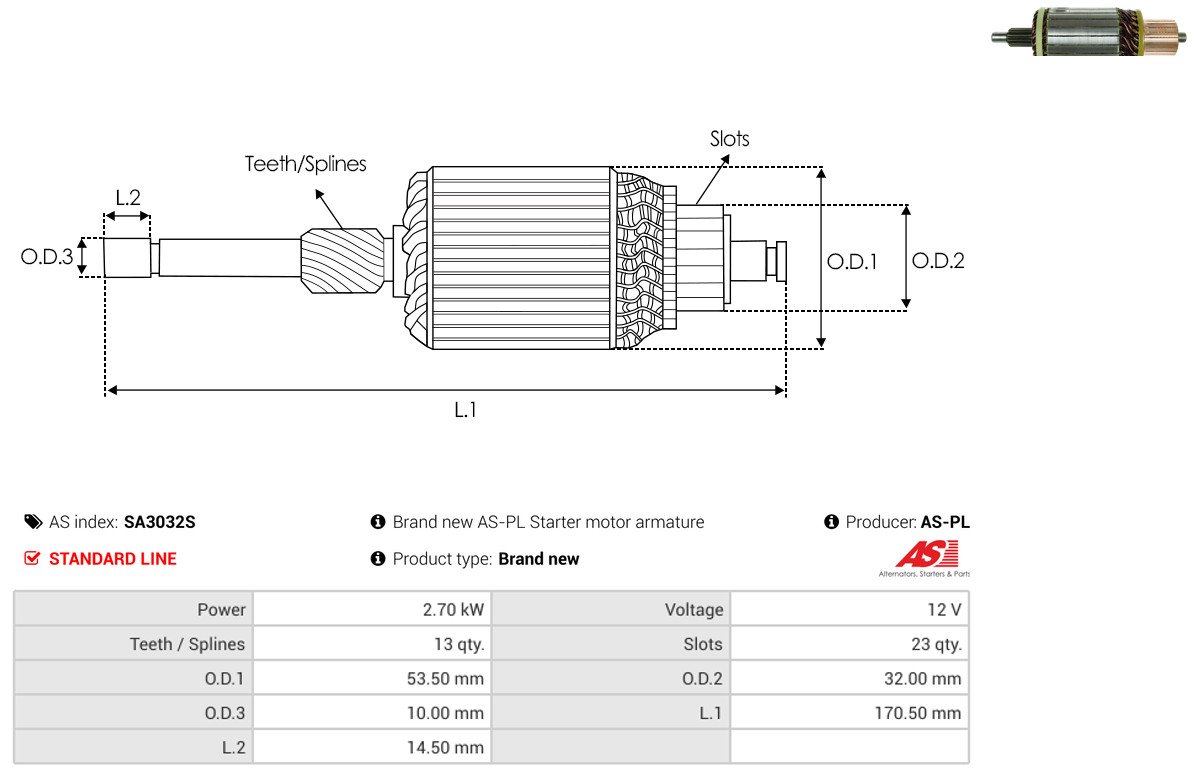 As-Pl Anker, Starter Sa3032s Für Ford