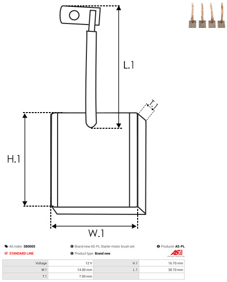 AS-PL Kohlebürste, Starter sb0005