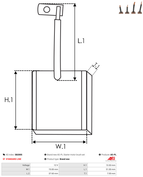 AS-PL Kohlebürste, Starter sb2005 für NISSAN ISUZU
