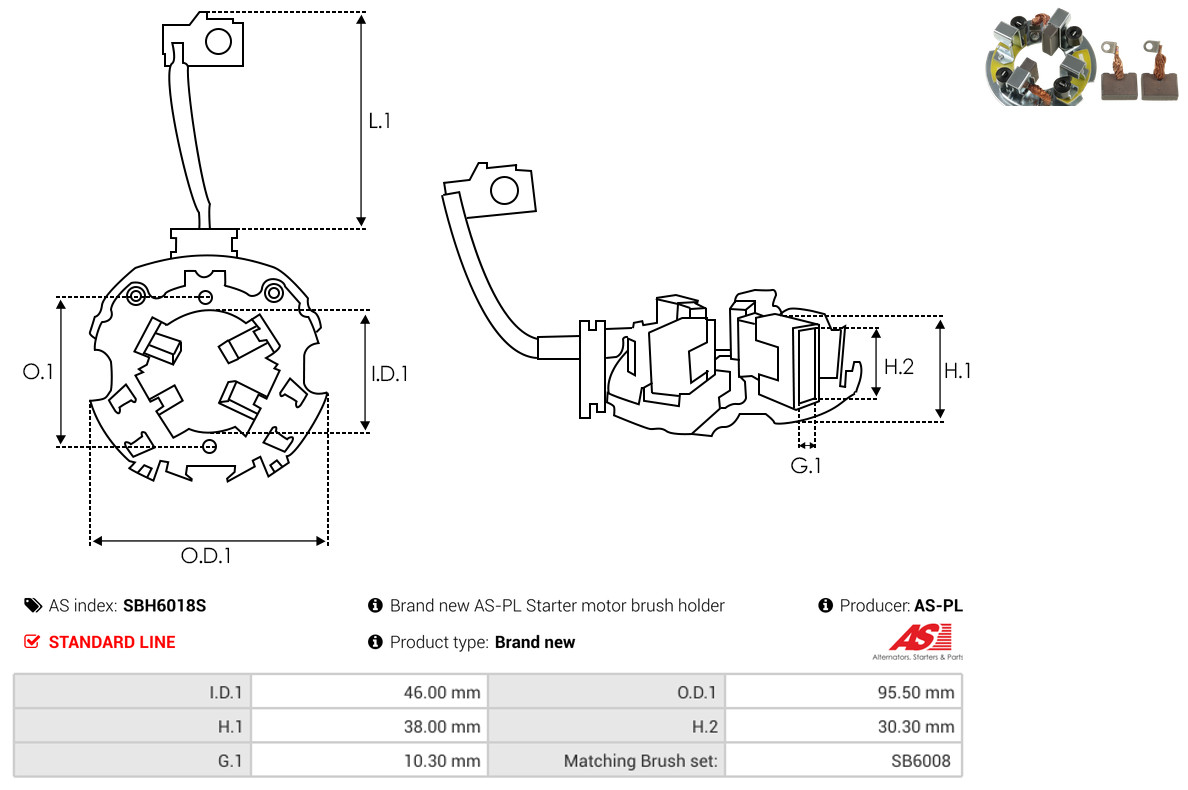 AS-PL Halter, Kohlebürsten SBH6018S