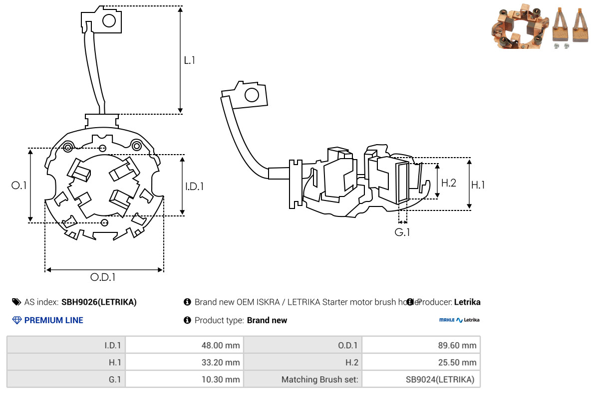 AS-PL Halter, Kohlebürsten sbh9026letrika 89,60mm