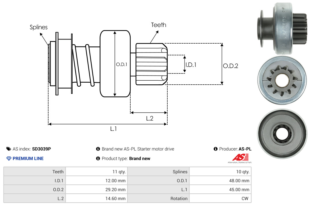 AS-PL Freilaufgetriebe, Starter sd3039p