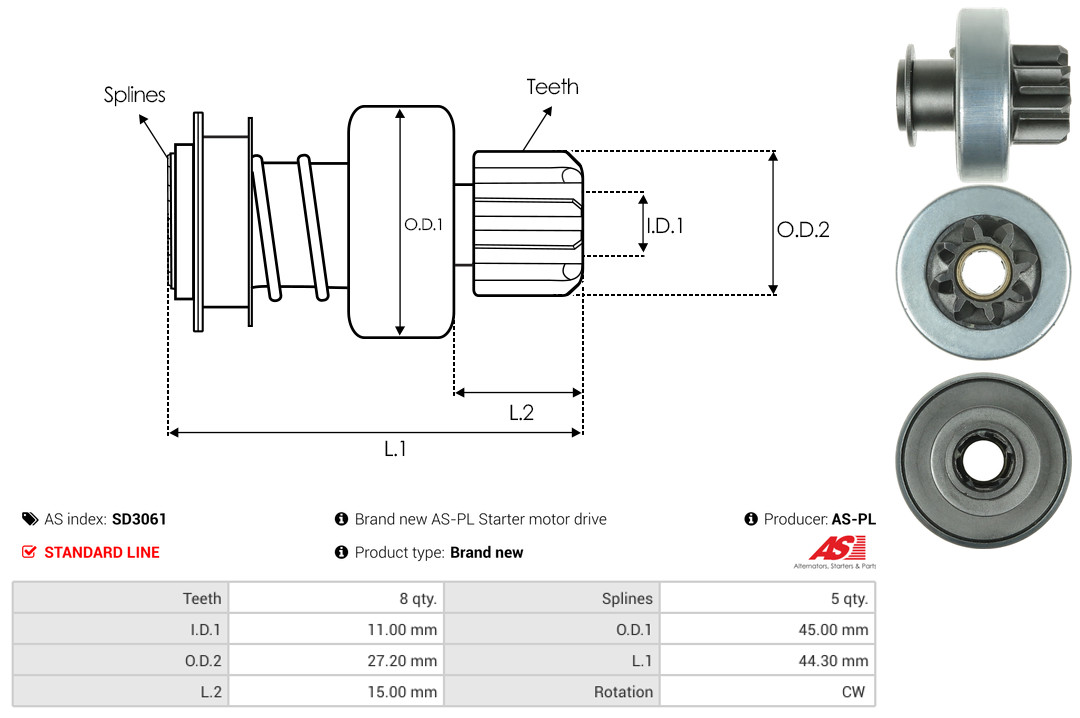 AS-PL Freilaufgetriebe, Starter sd3061
