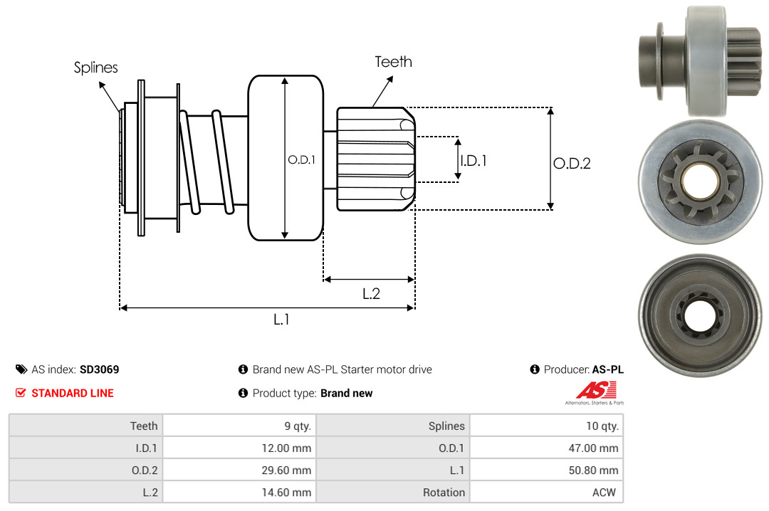 AS-PL Freilaufgetriebe, Starter sd3069
