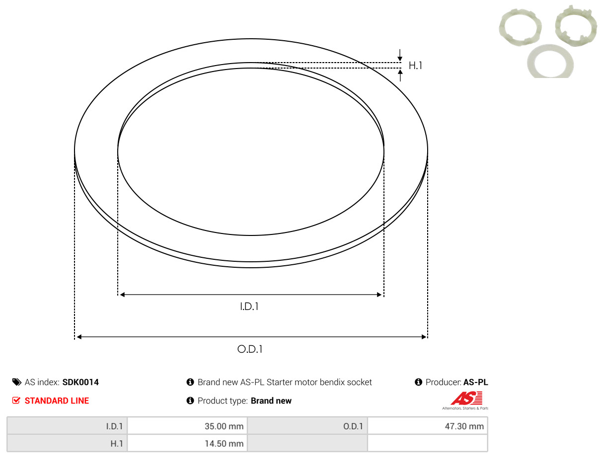 AS-PL Reparatursatz, Starter sdk0014 47,30mm