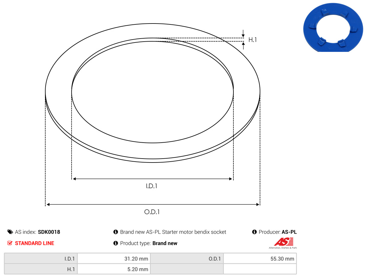 AS-PL Reparatursatz, Starter sdk0018 55,30mm