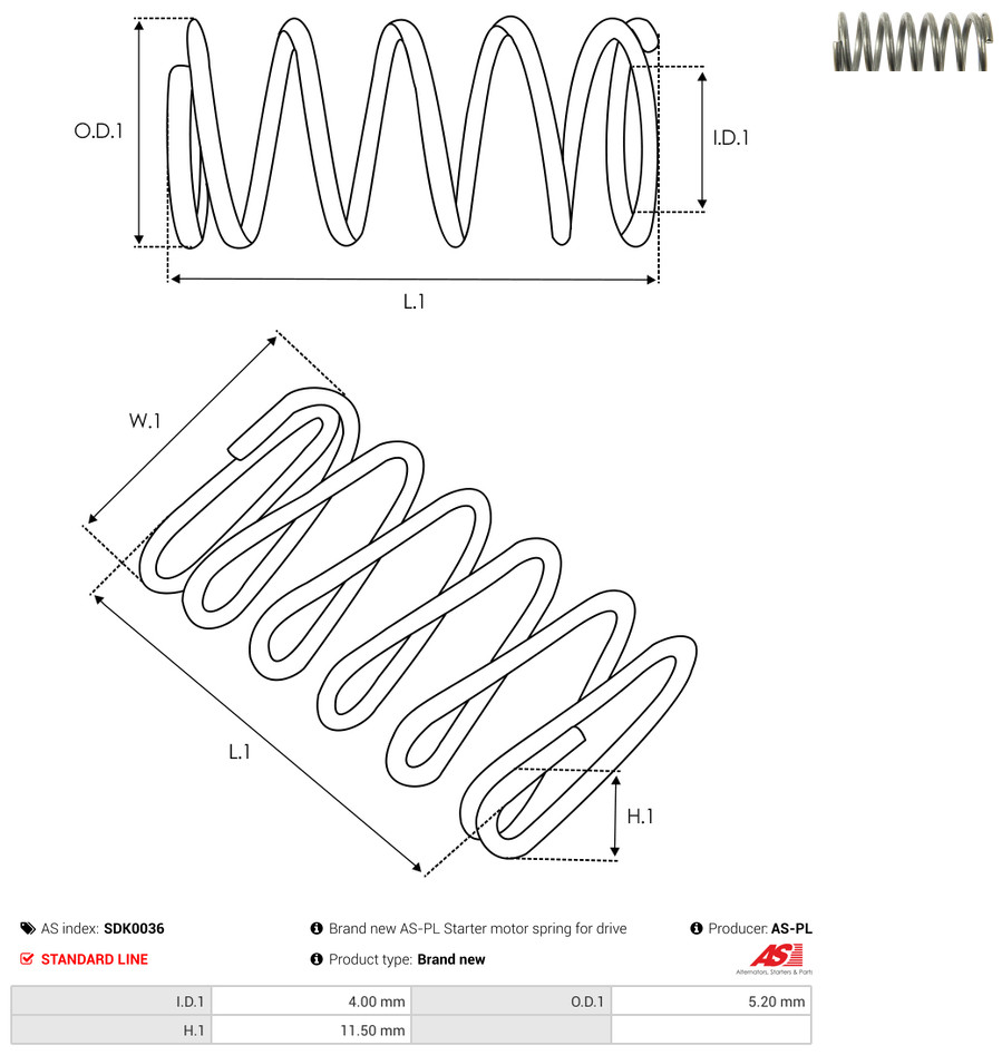 AS-PL Reparatursatz, Starter sdk0036 5,20mm