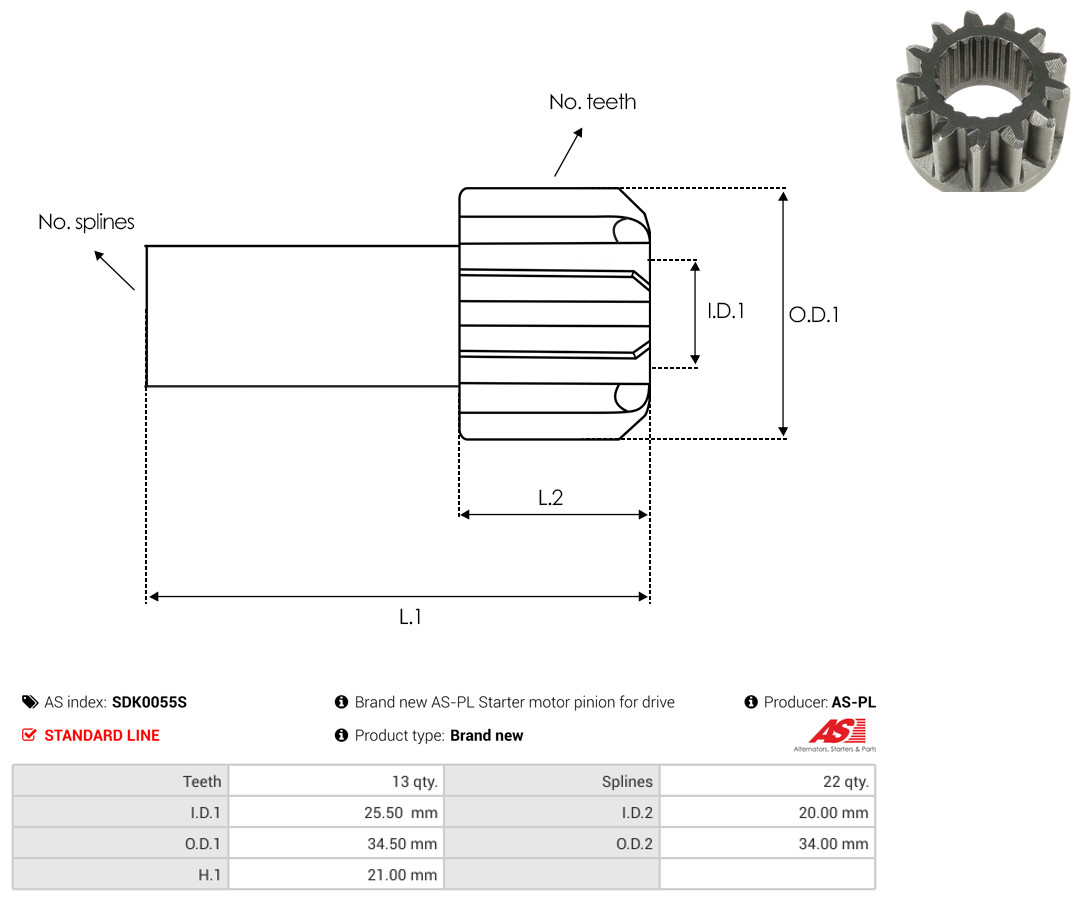 AS-PL Freilaufgetriebe, Starter sdk0055s