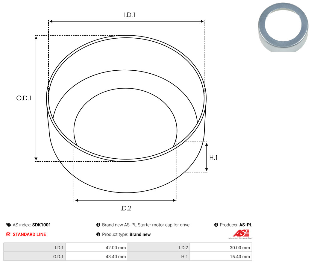 AS-PL Reparatursatz, Starter sdk1001 43,40mm