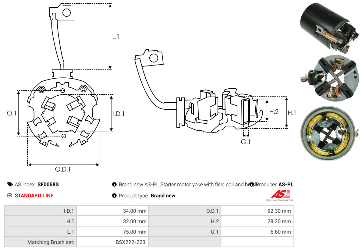 AS-PL Halter, Kohlebürsten sf0058s 92,30mm