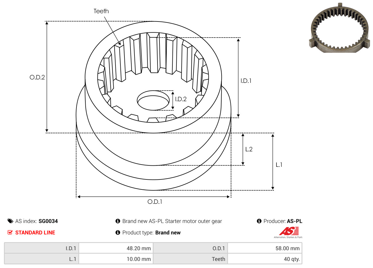 AS-PL Reparatursatz, Starter sg0034