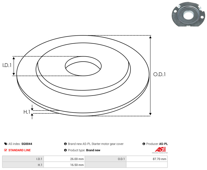 AS-PL Reparatursatz, Starter sg0044 87,70mm