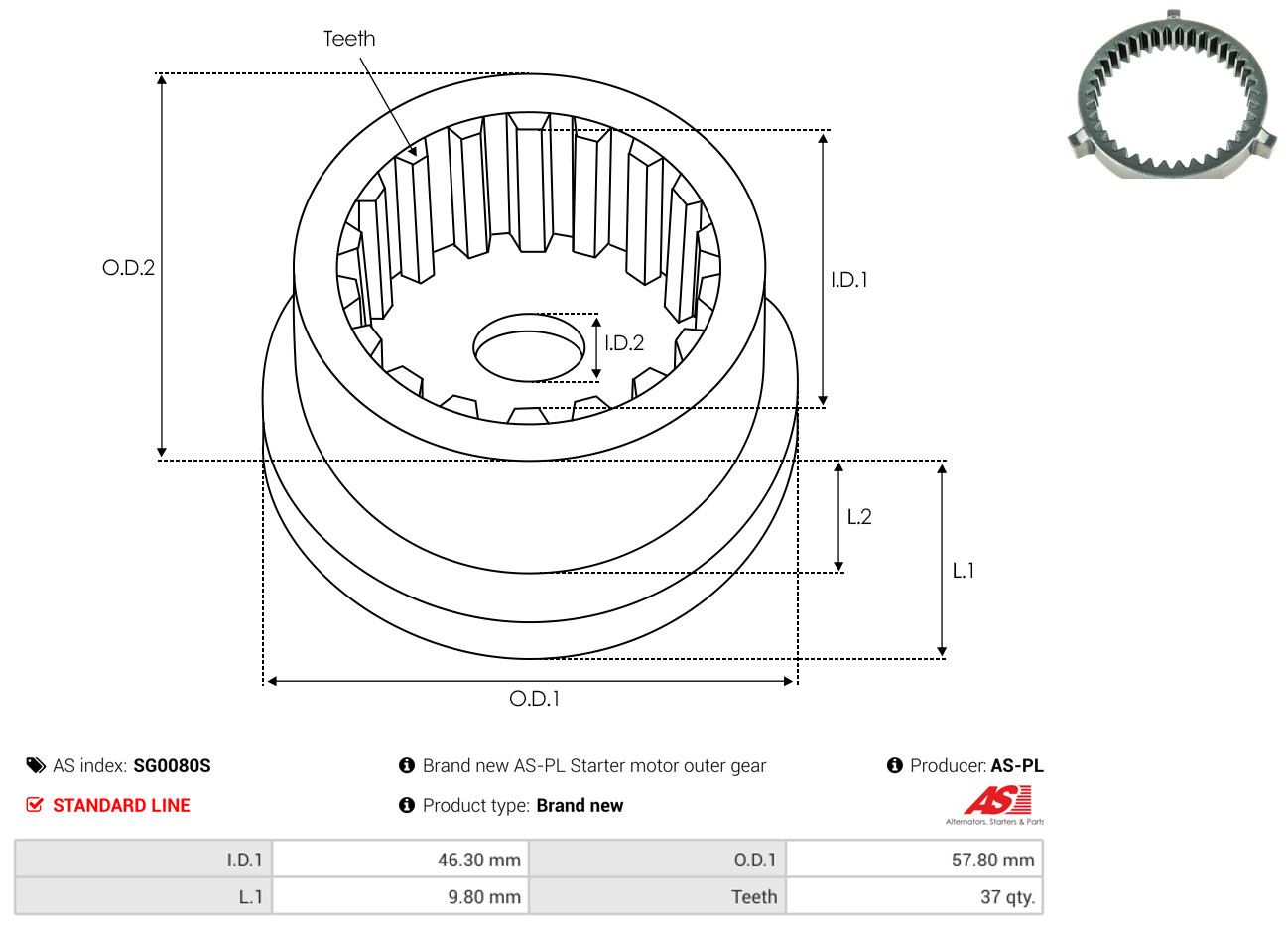 AS-PL Reparatursatz, Starter sg0080s