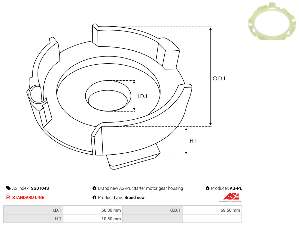 AS-PL Reparatursatz, Starter sg0104s 69,50mm