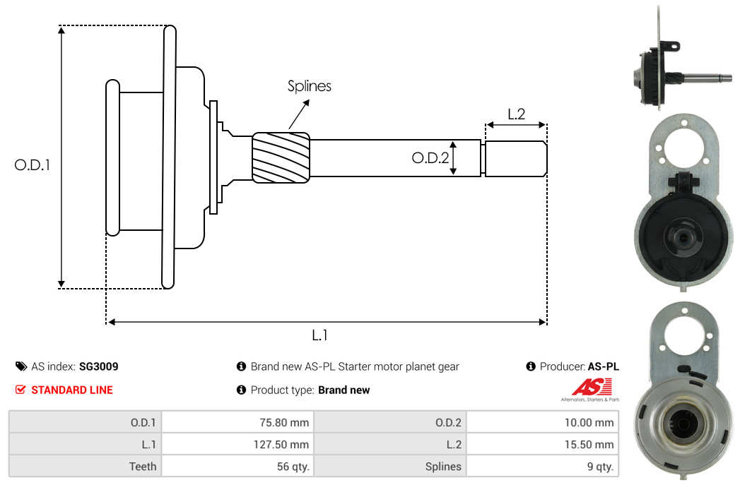 As-Pl Hohlrad, Planetengetriebe (Starter) Sg3009