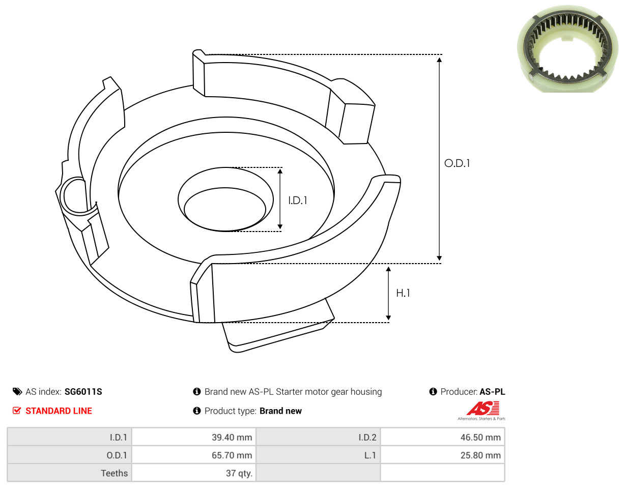 AS-PL Reparatursatz, Starter sg6011s 65,70mm