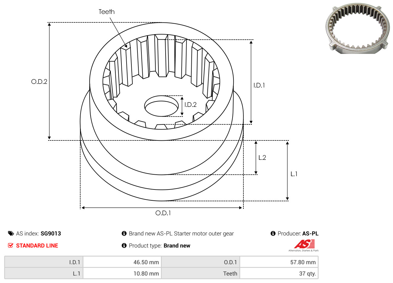 AS-PL Reparatursatz, Starter sg9013