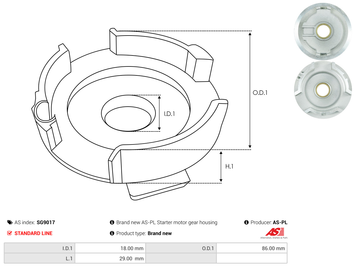 AS-PL Reparatursatz, Starter sg9017 860mm