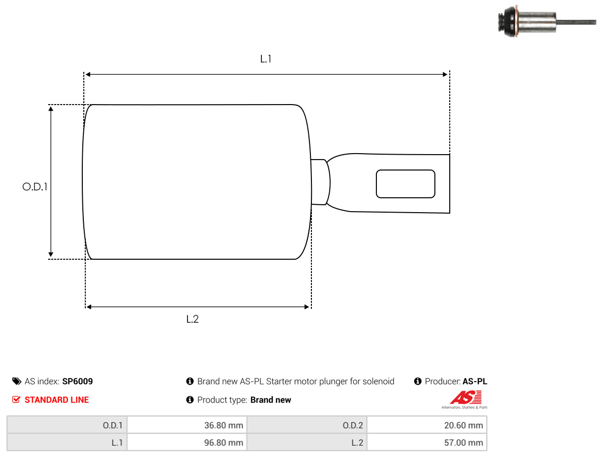 AS-PL Reparatursatz, Starter sp6009 36,80mm für TOYOTA