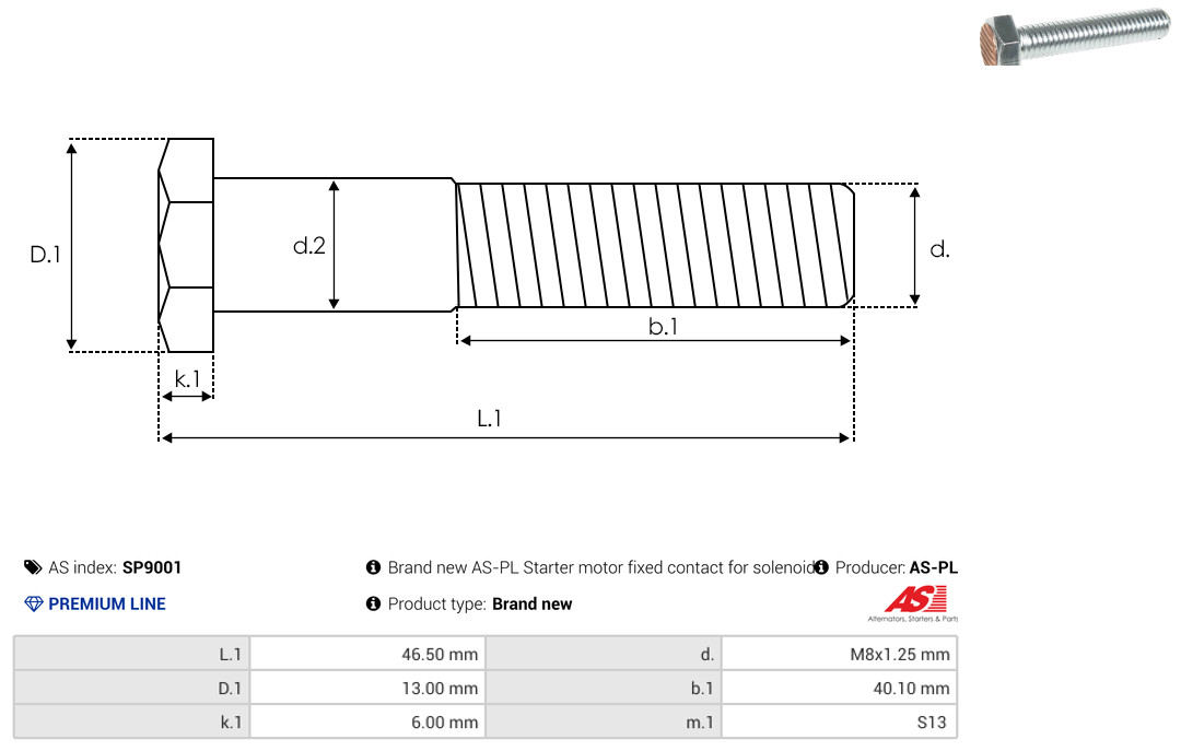 AS-PL Reparatursatz, Starter sp9001 130mm