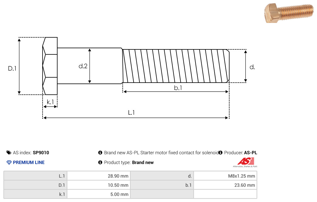 AS-PL Reparatursatz, Starter sp9010 10,50mm