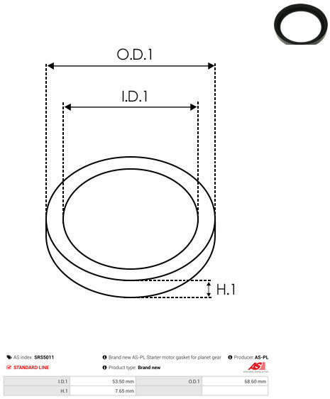 AS-PL Reparatursatz, Starter srs5011 68,60mm