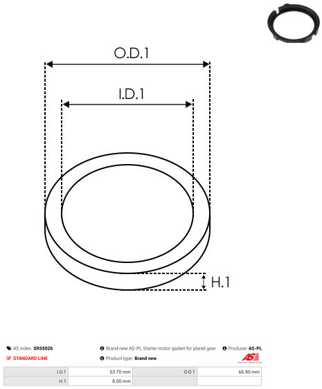 AS-PL Reparatursatz, Starter srs5026 66,90mm für MITSUBISHI