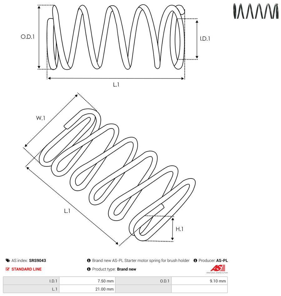 AS-PL Reparatursatz, Starter srs9043 9,10mm