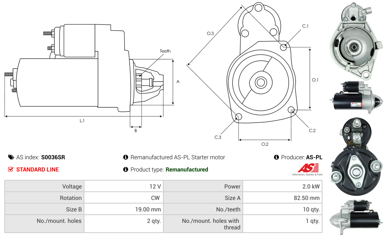 As-Pl Starter S0036sr Für Opel Saab Daf