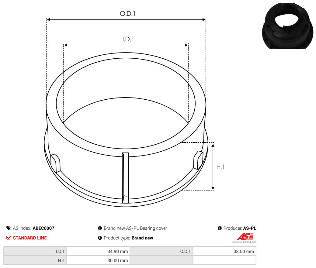AS-PL Schutzkappe, Generator abec0007 380mm für VW