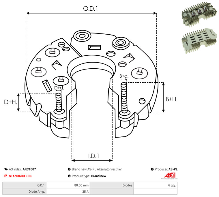 AS-PL Gleichrichter, Generator arc1007 800mm
