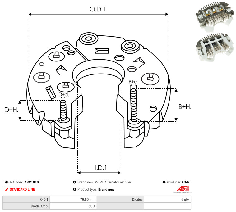 AS-PL Gleichrichter, Generator arc1010 79,50mm