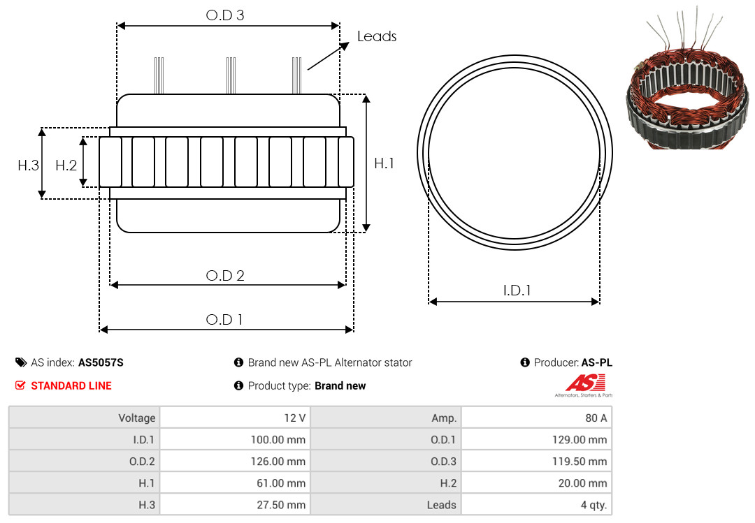 Für AS ROZRUSZNIKI I ALTERNATORY AS5057S ALTERNATOR WINDING BRAND NEW AS-PL AL - Image 5