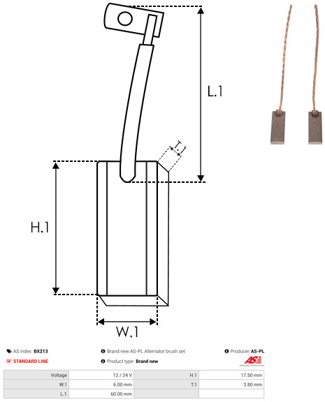 As-Pl Kohlebürste, Generator Bx213