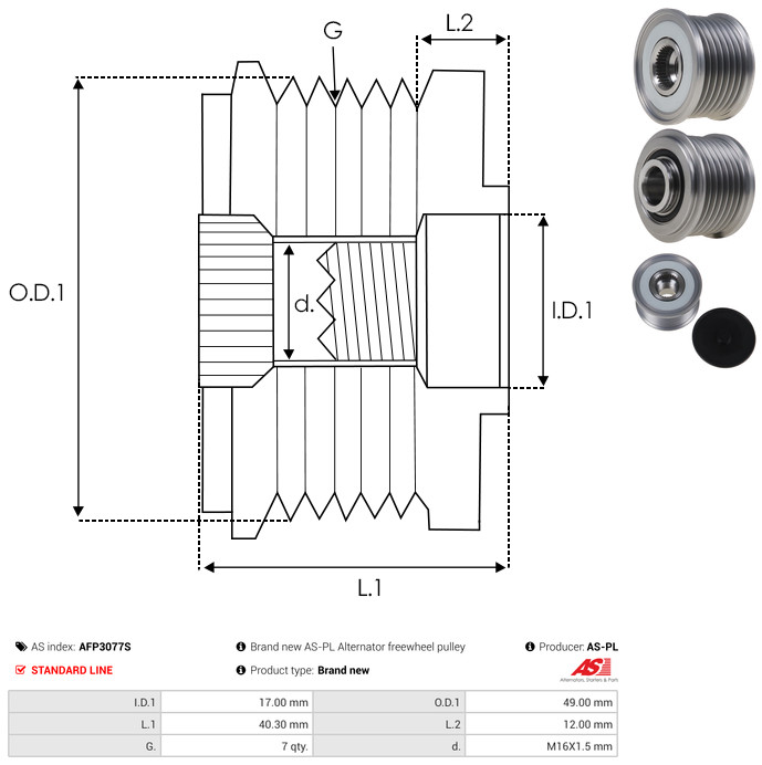 As-Pl Generatorfreilauf Afp3077s Für Bmw