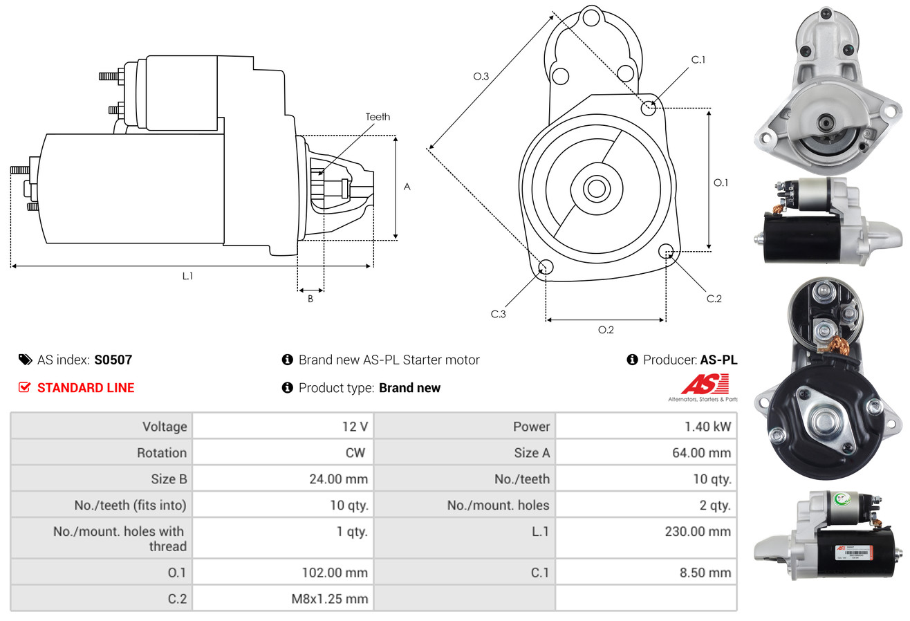 AS-PL Starter s0507 für Peugeot Ford