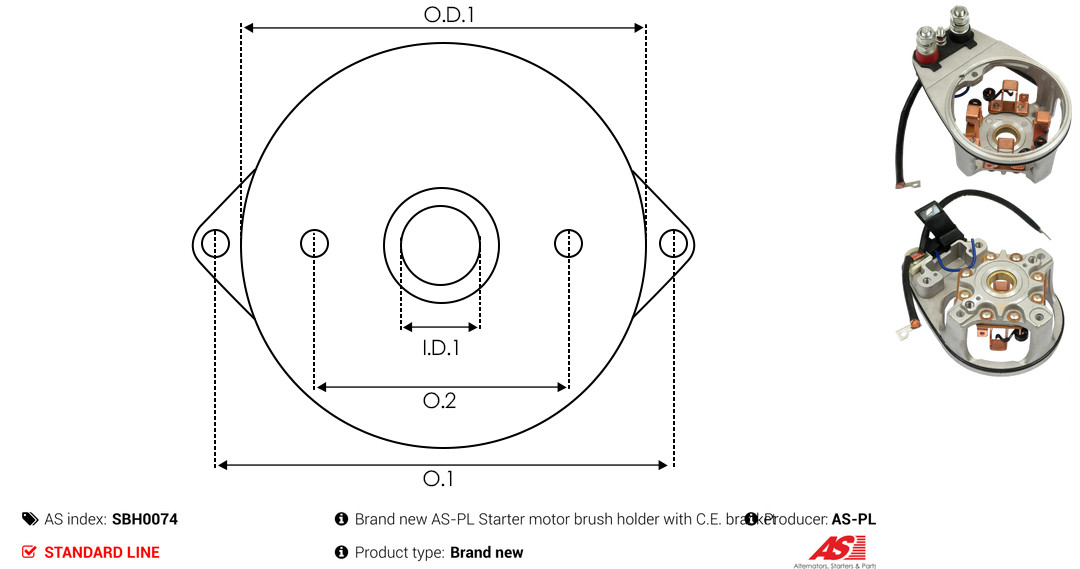 AS-PL Halter, Kohlebürsten sbh0074 123,90mm für Volvo DAF Iveco RENAULT