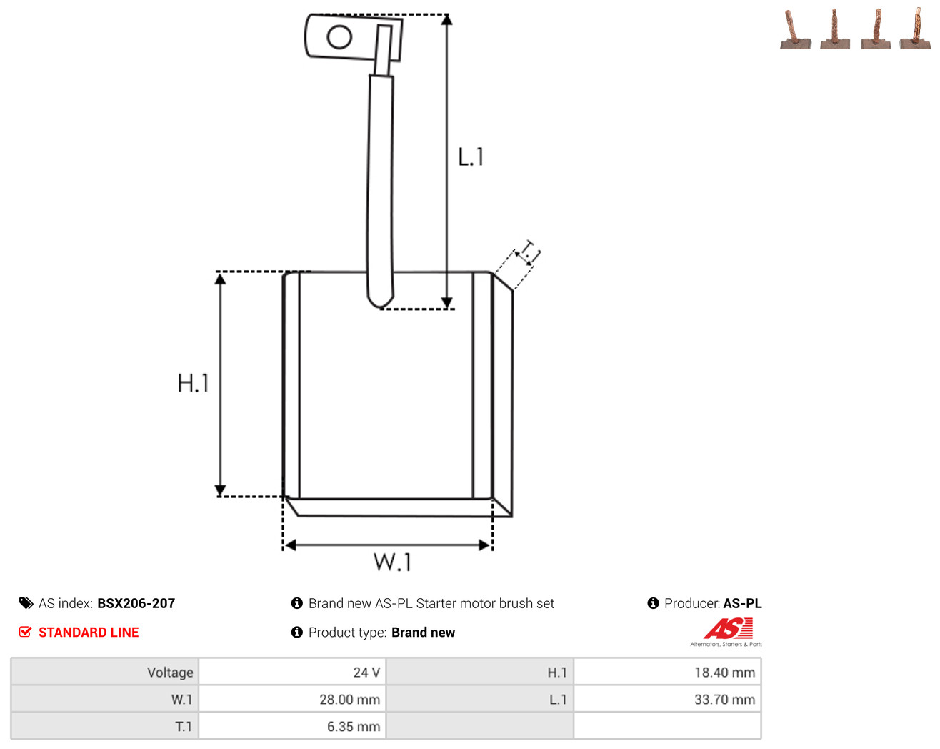 AS-PL Kohlebürste, Starter bsx206207