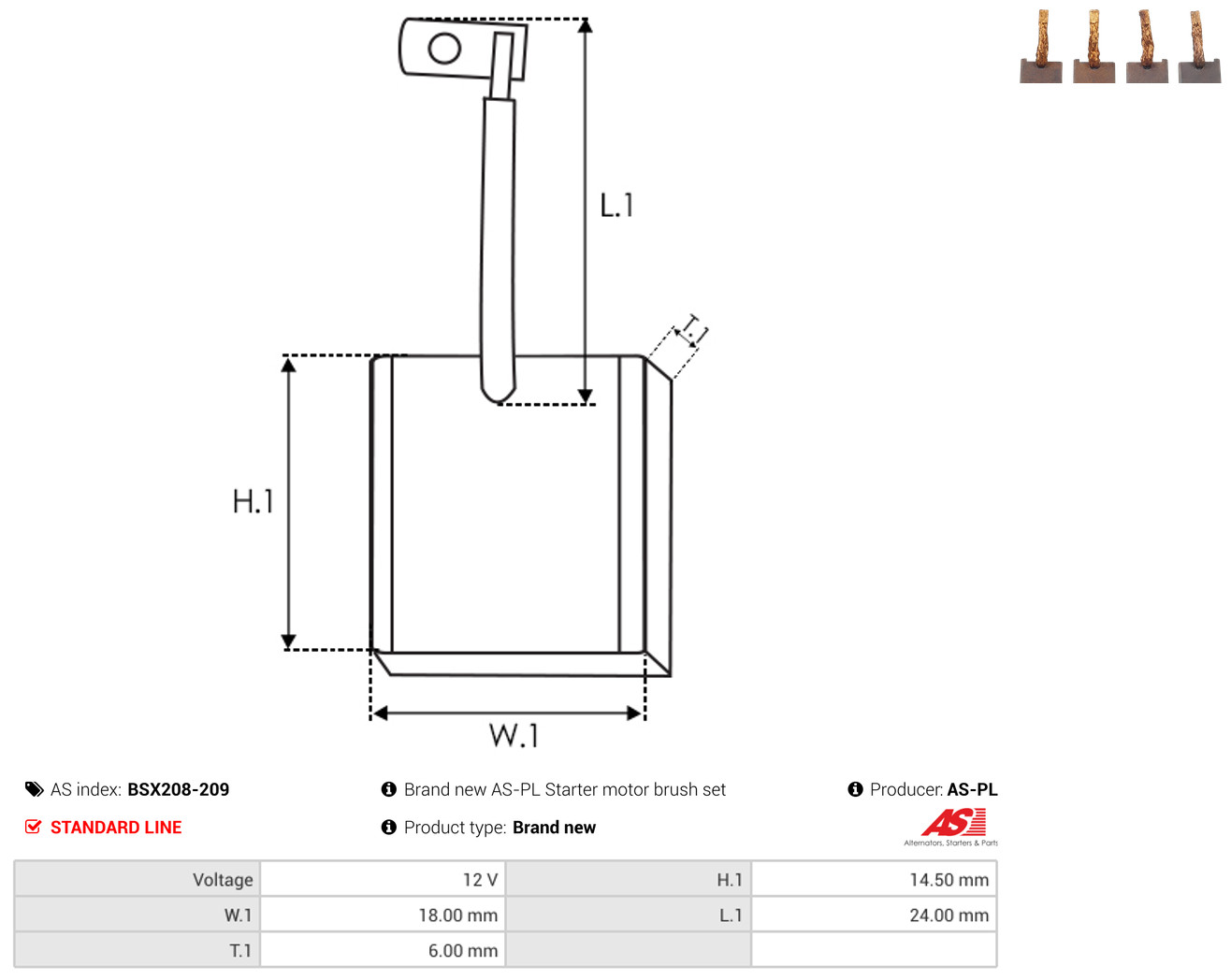 AS-PL Kohlebürste, Starter bsx208209