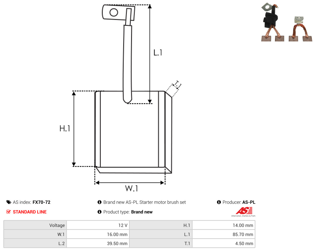 AS-PL Kohlebürste, Starter fx7072 für Ford