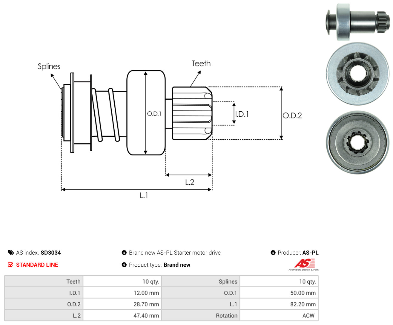 AS-PL Freilaufgetriebe, Starter sd3034