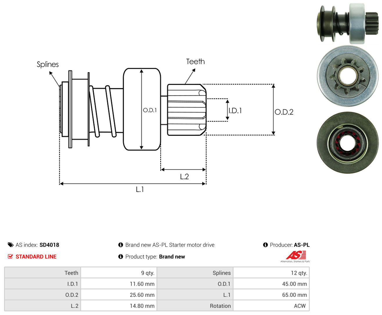 AS-PL Freilaufgetriebe, Starter sd4018